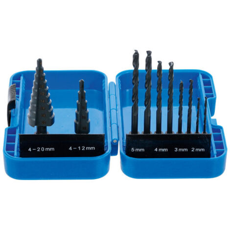 BGS Stufenbohrer- und Spiralbohrer-Satz HSS Ø 4 - 12 / 4 - 20 mm 2 - 5 mm, 10-tlg. (1/5)