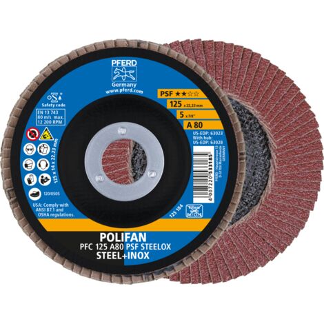 Fächerscheibe POLIFAN A PSF STEELOX Ø 125 mm Körnung 80 konisch Stahl/INOX Korund A