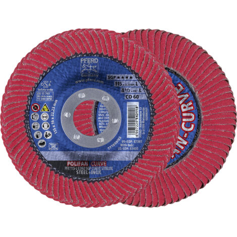 Fächerschleifscheibe PFR 115-L CO 60 SGP CURVE STEELOX D.115xB.16xH.22,23mm