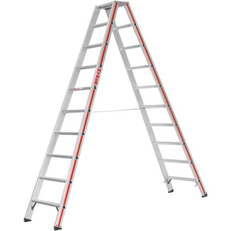 Hymer Stufenstehleiter, beidseitig begehbar, 2x10 Stufen, Länge 2,54 m