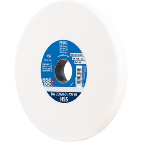 PFERD TOOLS Schleifbockscheibe Ø 200x20mm Bohrung-Ø 51 mm A60 zum Schärfen von HSS-Bohrern