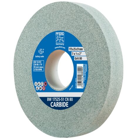 PFERD TOOLS Schleifbockscheibe Ø 175x25 mm Bohrung-Ø 51 mm SiC80 für harte Materialien z.B. Hartmetall