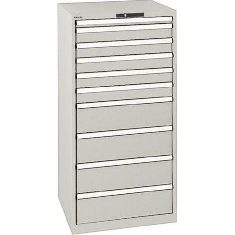 Schubladenschrank 36x36E H1450xB717xT725mm 10Schubladen Vollauszug RAL7035 LISTA (1/2)