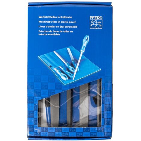 PFERD TOOLS Werkstattfeilen-Set WRU 5-tlg. in Rolltasche 250mm Hieb 3 für Feinbearbeitung, Schlichten