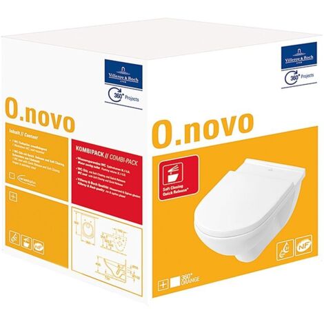 V&B Wand-WC-Combi-Pack O.NOVO mit WC-Sitz 36x56cm, weiß C-plus