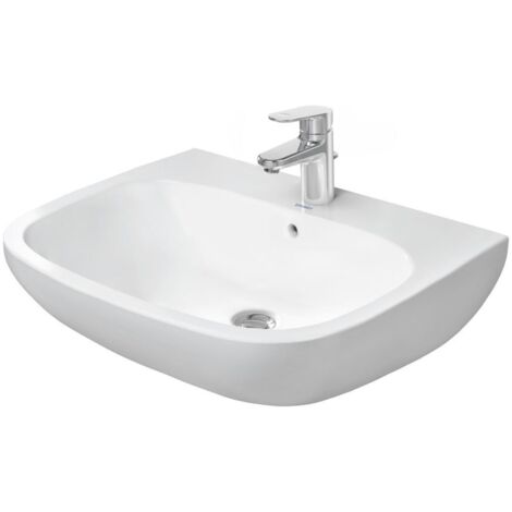 Duravit D-Code Waschtisch, mit Hahnloch und Überlauf, 650 × 500 ×