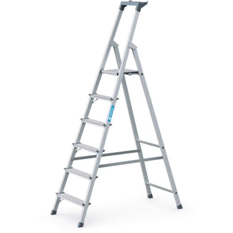 ZARGES Stufenstehleiter Aluufen 1seitig Plattform-H1240mm 4.9kg eloxHolme (1/5)