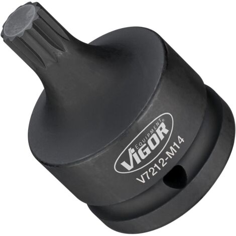 VIGOR Innensechskant Schlagschrauber Schraubendreher-Einsatz, V7212-M14, 3/4 Zoll (20 mm) Vierkant, Innen Vielzahn Profil XZN, SW M14 (1/3)