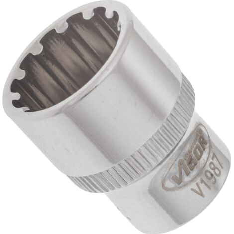 VIGOR Innenvierkant Antrieb 6,3 = 1/4 Zoll Multiprofil-Steckschlüssel-Einsatz Multiprofil V1987 Vierkant hohl 6,3 mm (1/4 Zoll) 14 Gesamtlänge: 25 mm (1/4)