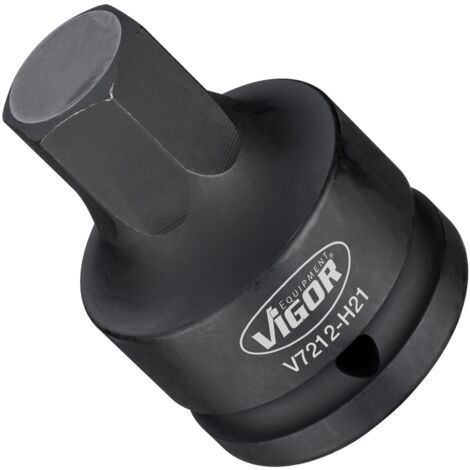 VIGOR Innensechskant Schlagschrauber Schraubendreher-Einsatz, V7212-H21, 3/4 Zoll (20 mm) Vierkant, Innen Sechskant Profil, SW 21 mm (1/3)