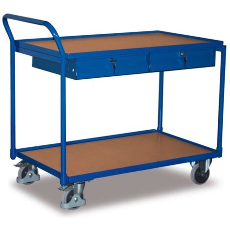 VARIOfit Tischwagen mit 2 Ladeflächen und 2 Schubladen Schiebegriff nach oben gerichtet (1/2)