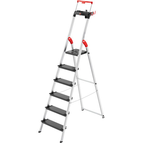 Hailo L100 TopLine, Alu-Sicherheits-Stehleiter, 6 Stufen