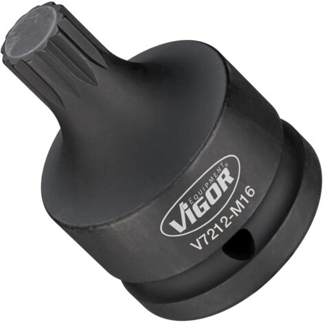VIGOR Innensechskant Schlagschrauber Schraubendreher-Einsatz, V7212-M16, 3/4 Zoll (20 mm) Vierkant, Innen Vielzahn Profil XZN, SW M16 (1/3)