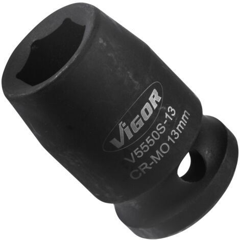 VIGOR Kraft Steckschlüssel Einsatz V5550S-13 Vierkant hohl 12,5 mm (1/2 Zoll) Außen-Sechskant Profil 13 (1/5)