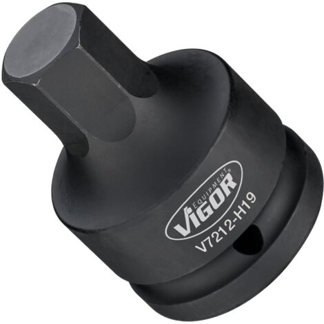 VIGOR Innensechskant Schlagschrauber Schraubendreher-Einsatz, V7212-H19, 3/4 Zoll (20 mm) Vierkant, Innen Sechskant Profil, SW 19 mm (1/3)