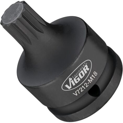 VIGOR Innensechskant Schlagschrauber Schraubendreher-Einsatz, V7212-M18, 3/4 Zoll (20 mm) Vierkant, Innen Vielzahn Profil XZN, SW M18 (1/3)