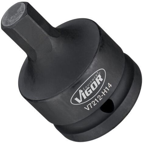 VIGOR Innensechskant Schlagschrauber Schraubendreher-Einsatz, V7212-H14, 3/4 Zoll (20 mm) Vierkant, Innen Sechskant Profil, SW 14 mm (1/4)