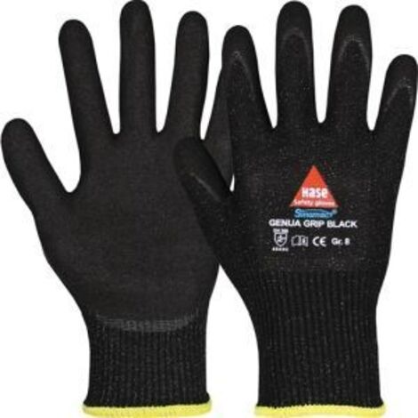 Hase Schnittschutzhandschuhe Genua Grip Black Größe 8, Dyneema 10 Stk (1/2)