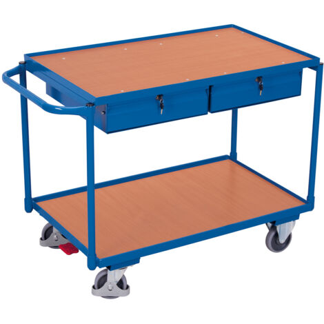 VARIOfit Tischwagen mit 2 Ladeflächen und 2 Schubladen Schiebegriff waagerecht (1/2)