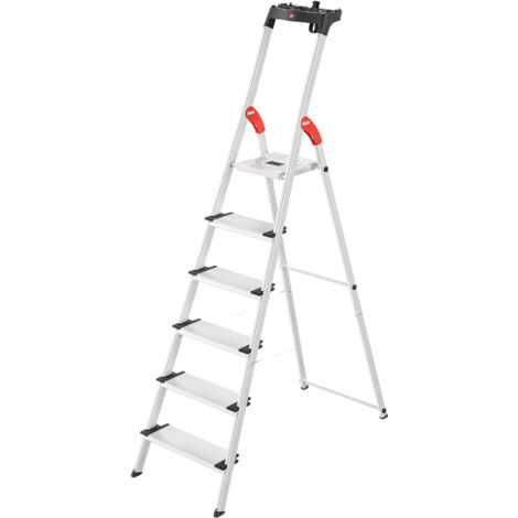 Hailo L80 ComfortLine, Alu-Sicherheits-Stehleiter, 6 Stufen
