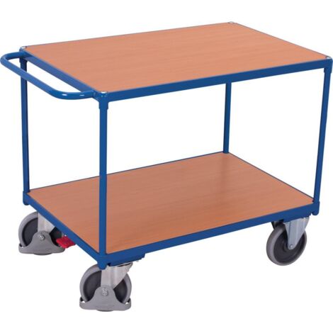 VARIOfit Schwerer Tischwagen mit Schiebegriff und 2 Ladeflächen 1200x800mm