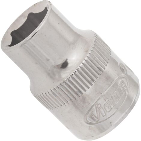 VIGOR Innenvierkant Antrieb 10 = 3/8 Zoll Steckschlüssel-Einsatz Außensechskant-Profil V2275N ∙ Vierkant hohl 10 mm (3/8 Zoll) ∙ Außen-Sechskant Profil ∙ 9 ∙ Gesamtlänge: 28 mm (1/2)