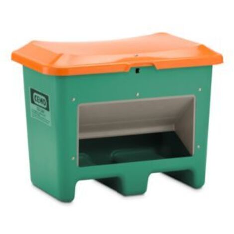 CEMO Streugutbehälter Plus3 200 Liter unterfahrbar mit Entnahme grün/orange (1/3)