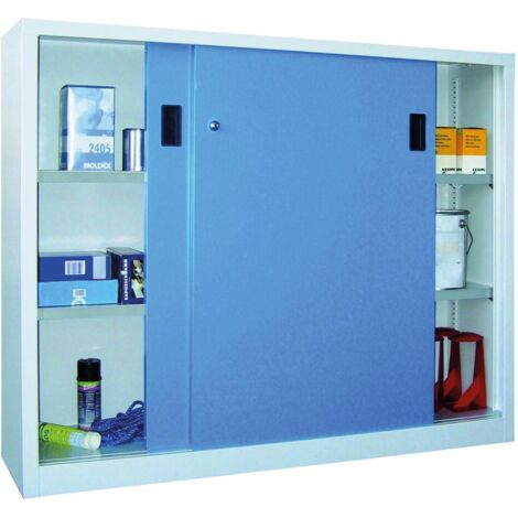 Pavoy Schiebetürenschrank, 1200x2000x400 mm, 4 Böden gepulvert, RAL 7035/5012 (1/5)