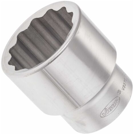 VIGOR Innenvierkant Antrieb 25 = 1 Zoll Doppel-Sechskant Steckschlüssel-Einsatz Innenvielzahn-Profil (XZN) V3375N ∙ Vierkant hohl 25 mm (1 Zoll) ∙ Außen-Doppel-Sechskant Profil ∙ 50 ∙ Gesamtlänge: 75 (1/3)