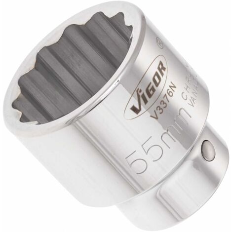 VIGOR Innenvierkant Antrieb 25 = 1 Zoll Doppel-Sechskant Steckschlüssel-Einsatz Innenvielzahn-Profil (XZN) V3376N ∙ Vierkant hohl 25 mm (1 Zoll) ∙ Außen-Doppel-Sechskant Profil ∙ 55 ∙ Gesamtlänge: 80 (1/3)