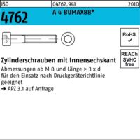 BUMAX DIN 912 Zylinderkopf-Schaftschraube M12x60 Edelstahl A4 88 blank Innensechskant 25 Stk