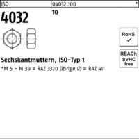 Sechskantmutter ISO 4032 M 24 x 3 Stahl blank 50 Stk