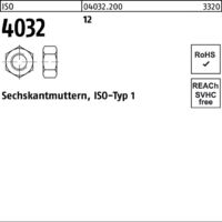 Sechskantmutter ISO 4032 M 10 x 1,5 Stahl blank 100 Stk