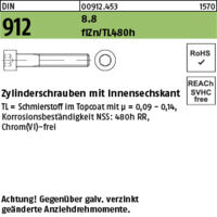 DIN 912/ISO 4762 Zylinderkopf-Schaftschraube M6x35 Stahl 8.8 zinklamellenbeschichtet Innensechskant 200 Stk