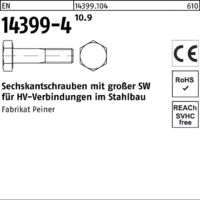 Peiner EN 14399-4 Sechskant-Schaftschraube M20x140 Stahl 10.9 blank