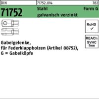 DIN 71752 Gabelgelenke 2 Stahl G 16 x 32 galvanisch verzinkt gal Zn S 5 Stk