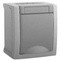 VIKO FEUCHTRAUM-SCHALTERPROGRAMM SCHUTZKONTAKT-STECKDOSE PACIFIC GRAU 90591008-DE, 230 V