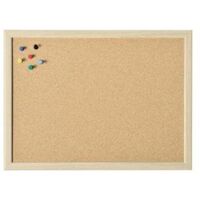 Pinnwand ® 80 x 60 cm (B x H) Maße der Oberfläche: 76,3 x 56,3 cm (B x H) inkl. Pinnnadeln 2 x Ösenschraube Kork Material des Rahmens: Kiefernholz braun