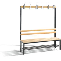 C+P Garderobenbank 1-seitig H1650B1500T400 mm Schwarzgr Schuhrost