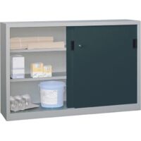 Pavoy Schiebetürenschrank, 1200x1500x400 mm, 4 Böden gepulvert, RAL 7035/7016
