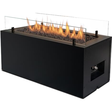 Planika Rio - Brasero extérieur à gaz, 7-10 kW de chaleur - Brasero rectangulaire au propane - Chauffage de terrasse et de jardin avec couvercle