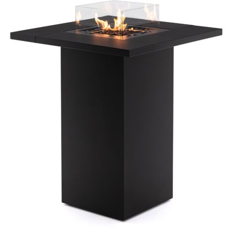 Table de jardin haute avec cheminée à gaz – Acier inoxydable résistant aux intempéries – 90x90cm – Hauteur 101,5cm – Pour espaces extérieurs – Planika (1/5)