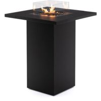 Table de jardin haute avec cheminée à gaz – Acier inoxydable résistant aux intempéries – 90x90cm – Hauteur 101,5cm – Pour espaces extérieurs – Planika