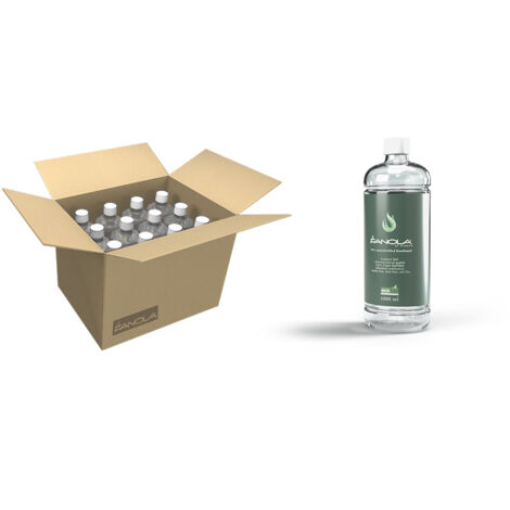 Planika – Fanola Premium Liquid Fuel, bioetanol para chimeneas de base vegetal, combustión limpia sin humo, hollín ni cenizas, solución ecológica – pack de 12 x 1L.