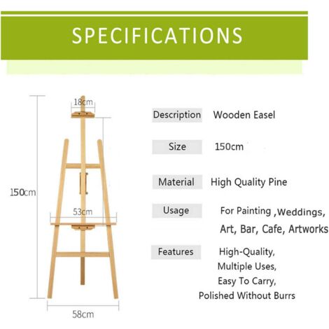 Künstlerstaffelei 1,5 M Studio-Staffelei - Faltbarer Leinwandständer Aus Kiefernholz Verstellbar