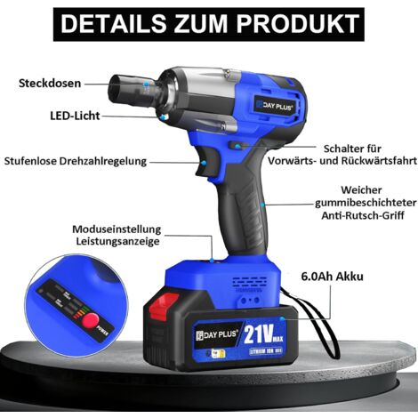 Akku Schlagschrauber 1600Nm - 21V Bürstenlos Mit 2 Akkus & Zubehör Für LKW/PKW