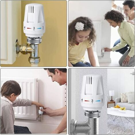Lot de 4 Tête Thermostatique, M 30 x 1,5 Tête de Remplacement de Vanne de Radiateur, Robinet Thermostatique Radiateur