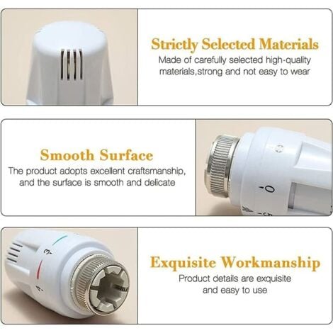 Lot de 4 Tête Thermostatique, M 30 x 1,5 Tête de Remplacement de Vanne de Radiateur, Robinet Thermostatique Radiateur