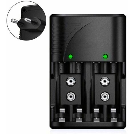 Chargeur de Piles Universel pour AA/AAA/9V, Chargeur Rapide 6802 pour Piles Rechargeables NI-MH AA/AAA ou 9V, avec Indicateur LED, Tension Mondiale.