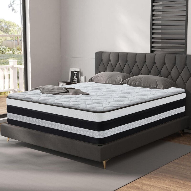 Matelas 160x200 cm - Très épais 25cm - Luxe Matelas de Lit d'Adulte - Matelas à Mémoire de Forme - 7 Zones de Confort - Mi-Ferme